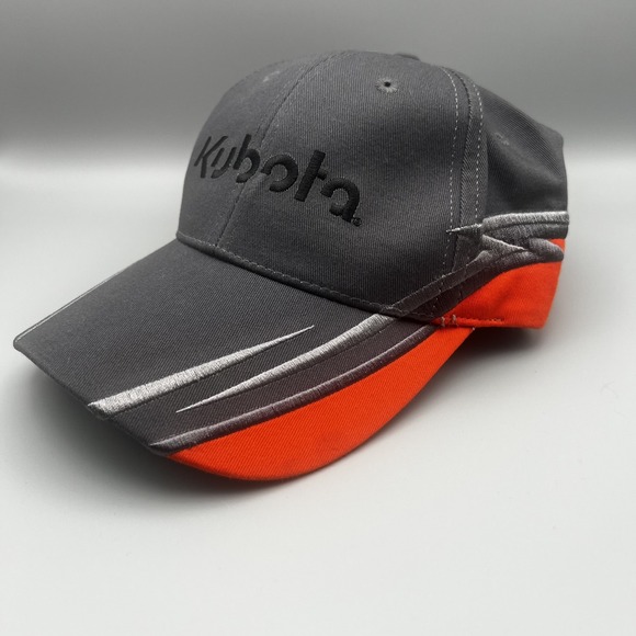 Kubota Other - Kubota Tractor Hat Gray Orange Embroidered Logo Adjustable Baseball Cap Mens